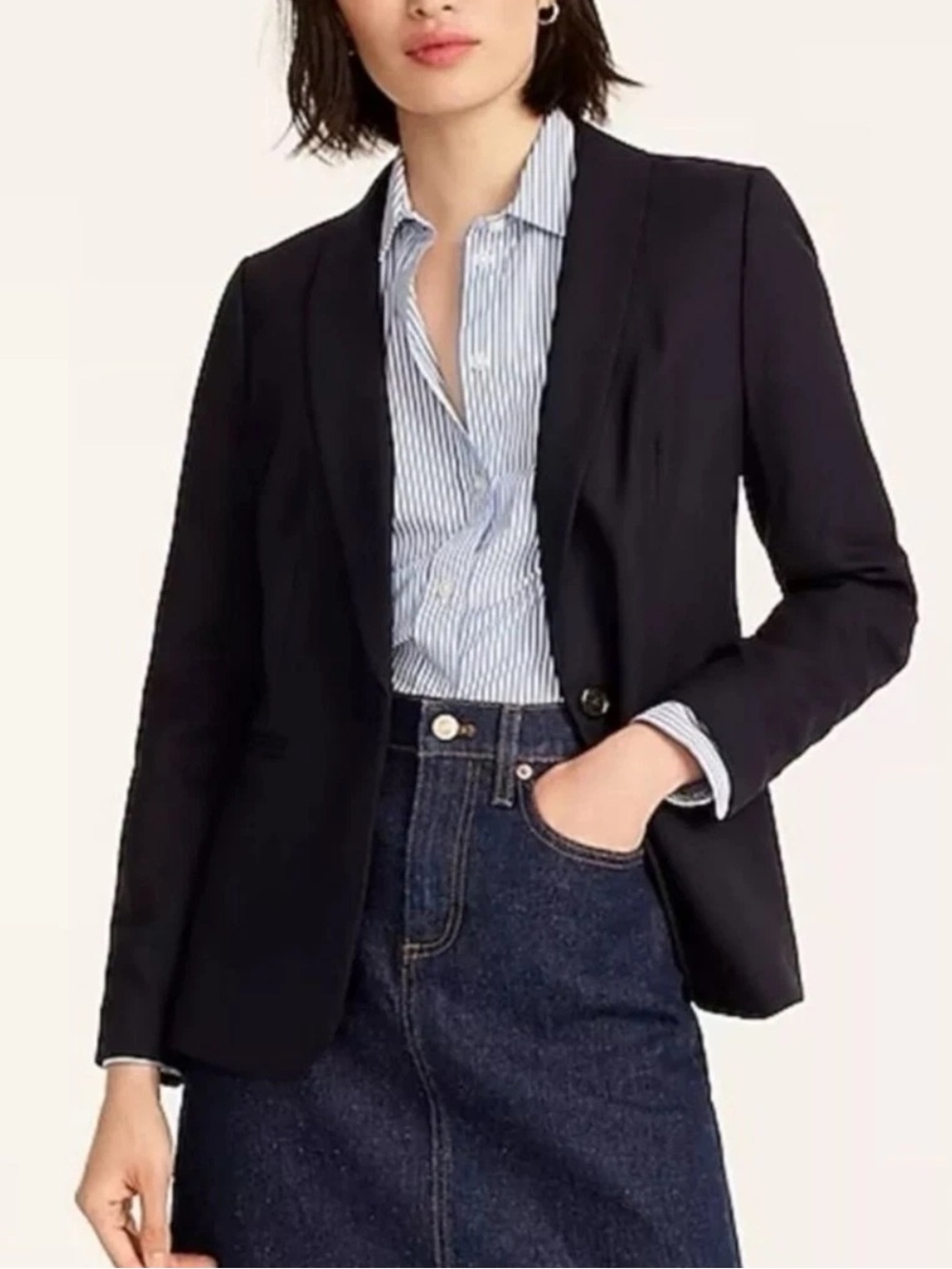 J Crew Parke Wool Blazer Jacket 4P Black Dark Academia Career Teacher Preppy